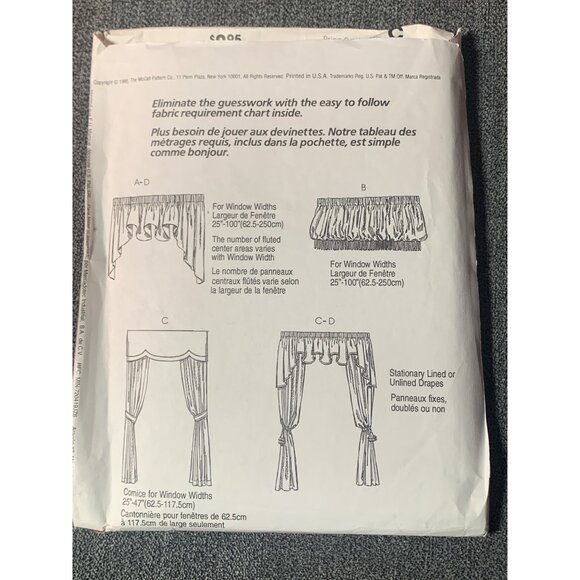 Home Dec In-A-Sec Window Valance & Curtain Pattern #7484 uncut - Picture 2 of 3